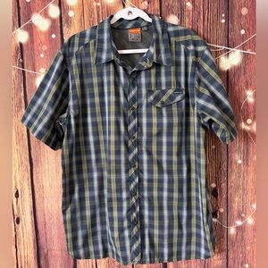 Merrell Opti-wick UPF 20+ Short Sleeve Plaid Hiking Shirt With Pearl Snaps XXL